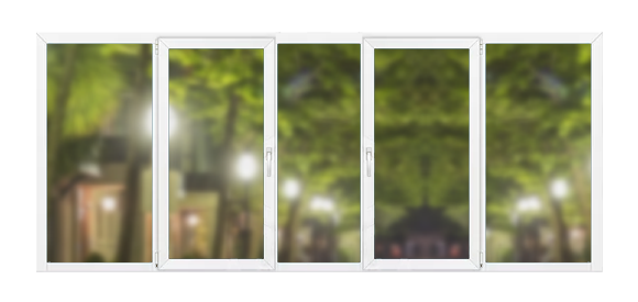 Пятистворчатая балконная рама ПВХ 3450×1400 KBE Пятистворчатая балконная рама ПВХ 3450×1400 KBE