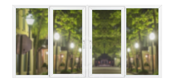 Четырёхстворчатая балконная рама ПВХ 3000×1400 KBE Четырёхстворчатая балконная рама ПВХ 3000×1400 KBE